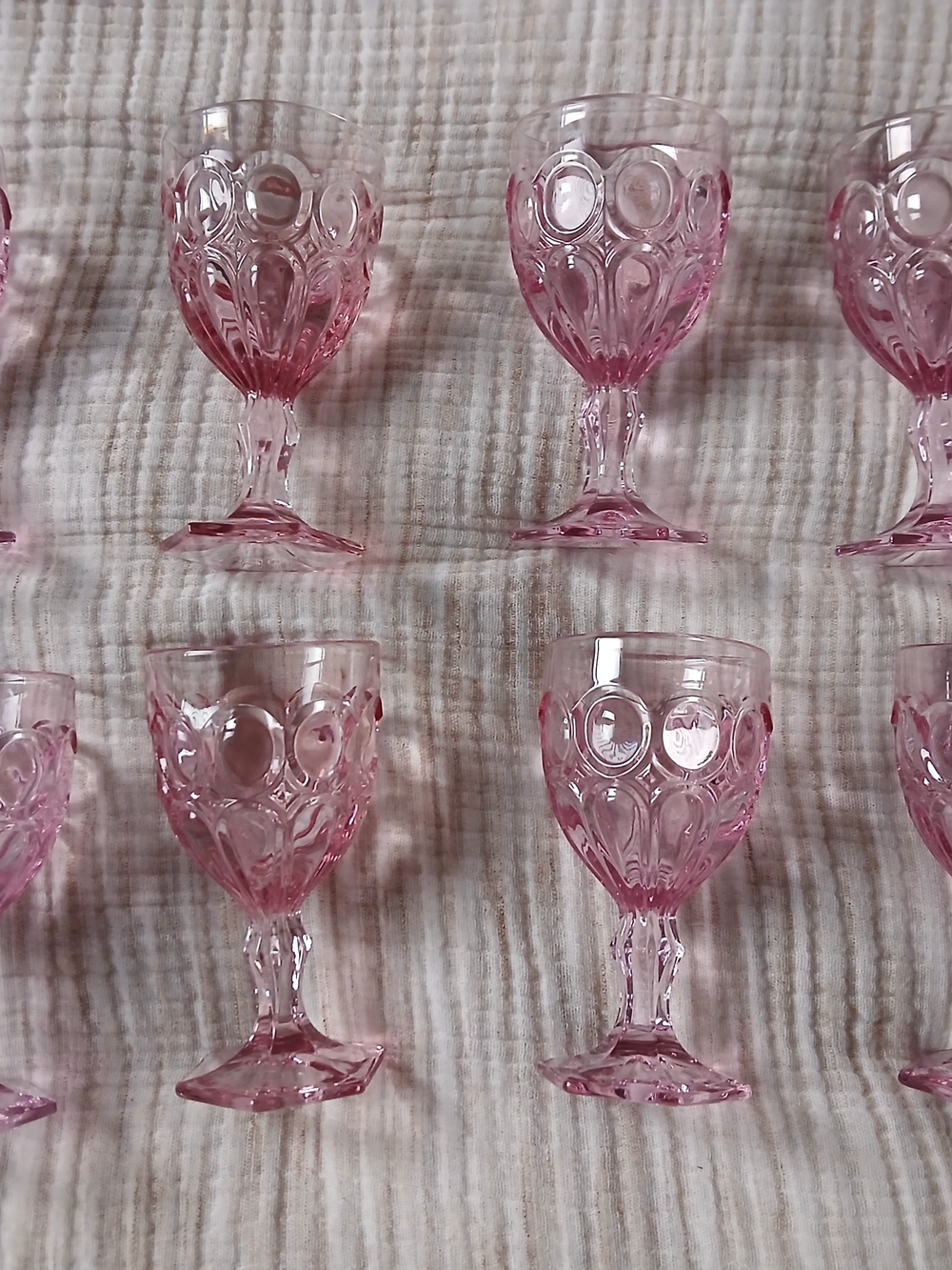 Vintage Fostoria Moonstone Pink Glass Water Goblets Set